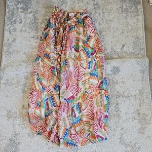 Pink Lily Multicolor Printed Tiered Maxi Skirt